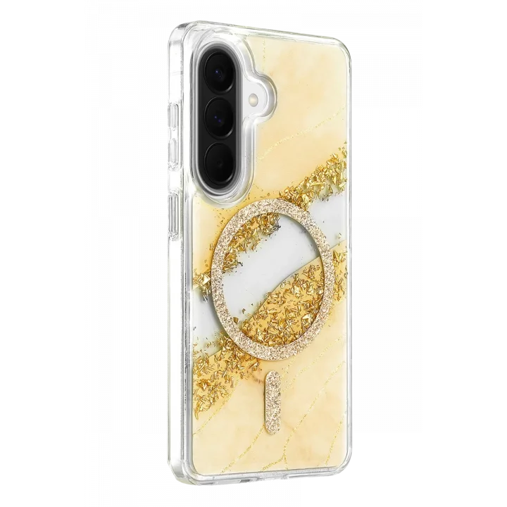 Mey İthalat®  Samsung Galaxy A57 5G Lotus Simli Magsafe Kapak - Gümüş