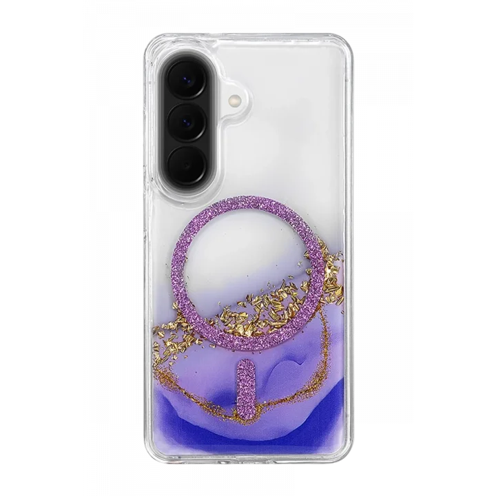 Mey İthalat®  Samsung Galaxy A57 5G Lotus Simli Magsafe Kapak - Mor