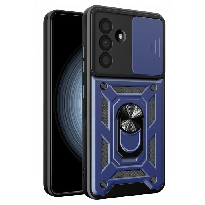 Mey İthalat®  Samsung Galaxy A57 5G Pars Lens Yüzüklü Silikon - Lacivert