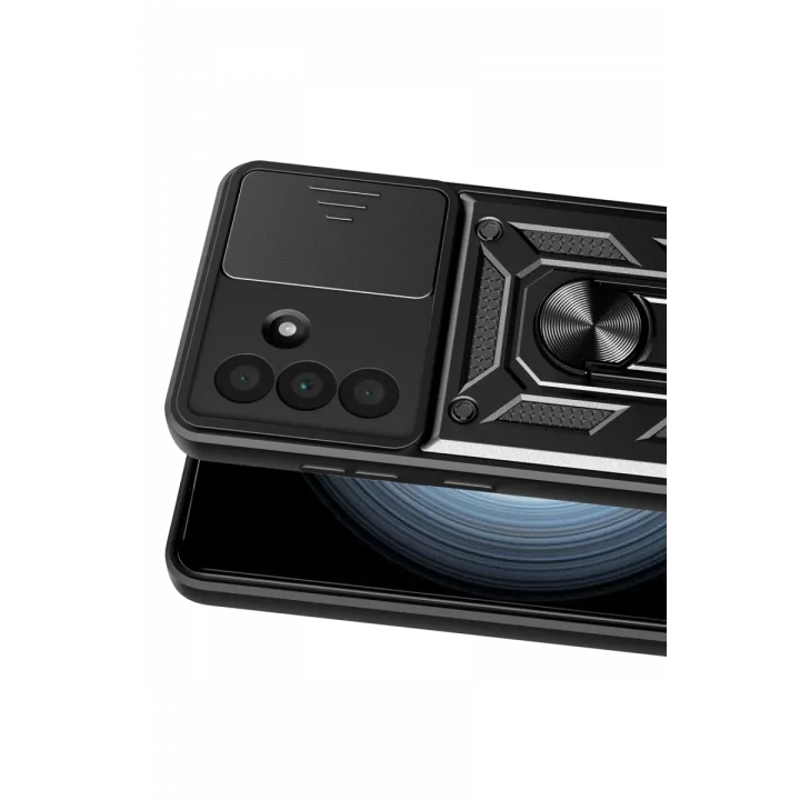 Mey İthalat®  Samsung Galaxy A57 5G Pars Lens Yüzüklü Silikon - Siyah