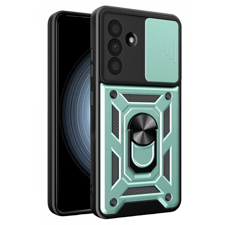 Mey İthalat®  Samsung Galaxy A57 5G Pars Lens Yüzüklü Silikon - Yeşil