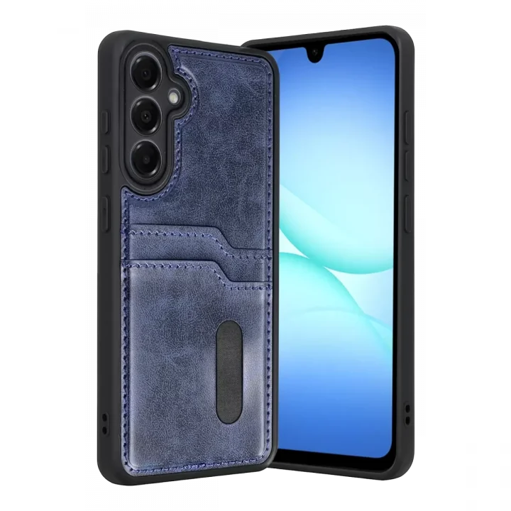 Mey İthalat®  Samsung Galaxy A57 5G Sara Kartvizitli Deri Kılıf - Lacivert