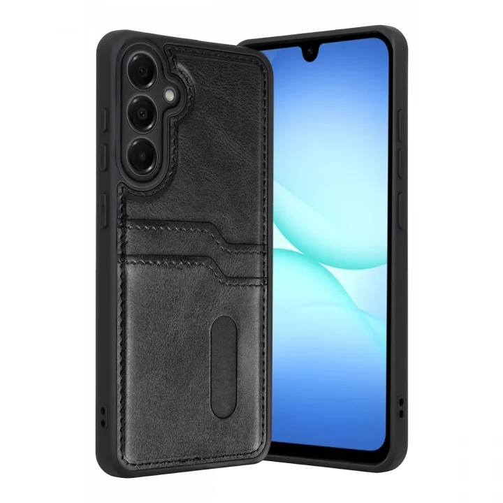 Mey İthalat®  Samsung Galaxy A57 5G Sara Kartvizitli Deri Kılıf - Siyah