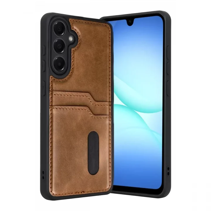 Mey İthalat®  Samsung Galaxy A57 5G Sara Kartvizitli Deri Kılıf - Taba
