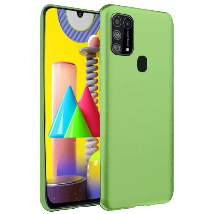 Mey İthalat®  Samsung Galaxy M31 Kılıf Nano içi Kadife Silikon - Yeşil