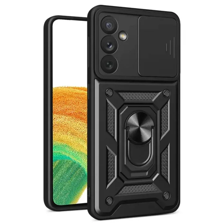 Mey İthalat®  Samsung Galaxy S24 FE Pars Lens Yüzüklü Silikon - Siyah