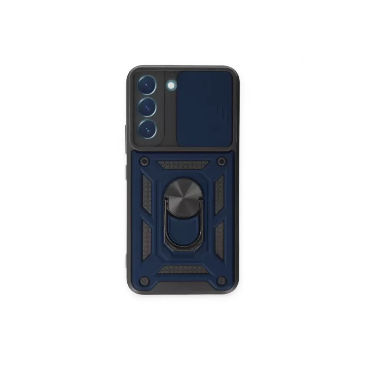 Mey İthalat®  Samsung Galaxy S24 Kılıf Pars Lens Yüzüklü Silikon - Lacivert
