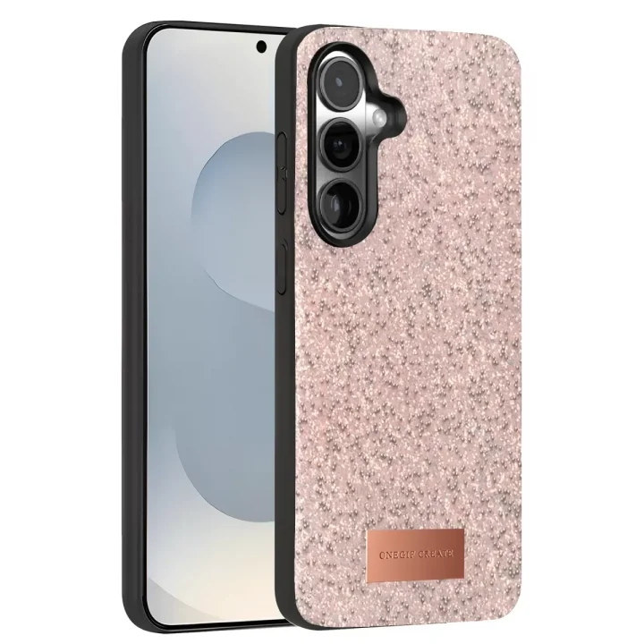 Mey İthalat®  Samsung Galaxy S25 Bright Simli Kapak - Pembe