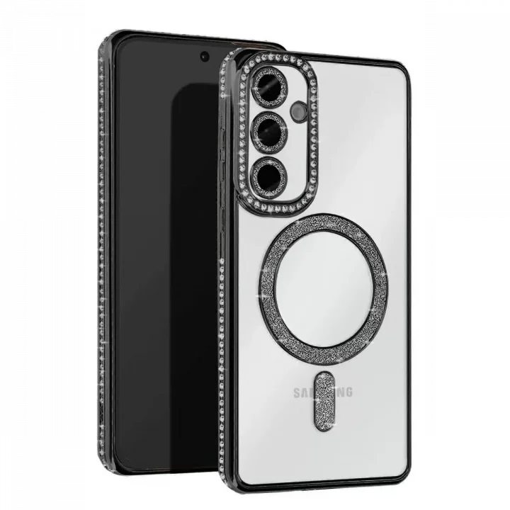 Mey İthalat®  Samsung Galaxy S25 FE Joke Simli Magneticsafe Kılıf - Siyah