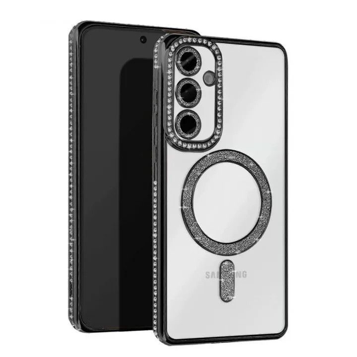 Mey İthalat®  Samsung Galaxy S25 FE Joke Simli Magneticsafe Kılıf - Siyah