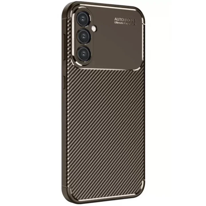 Mey İthalat®  Samsung Galaxy S25 Plus Kılıf Auto Focus Karbon Kapak - Kahverengi