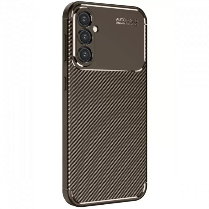 Mey İthalat®  Samsung Galaxy S25 Plus Kılıf Auto Focus Karbon Kapak - Kahverengi