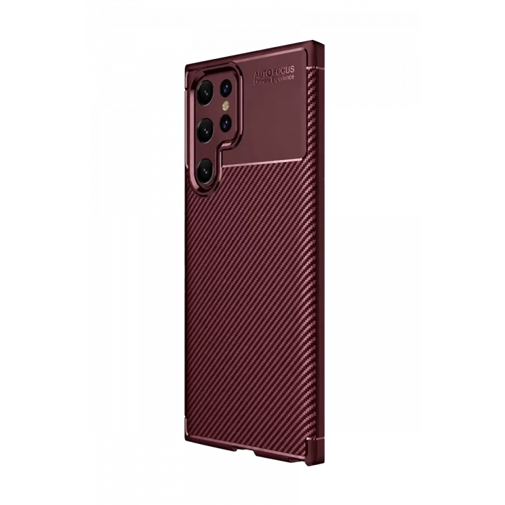 Mey İthalat®  Samsung Galaxy S25 Ultra Kılıf Auto Focus Karbon Kapak - Bordo
