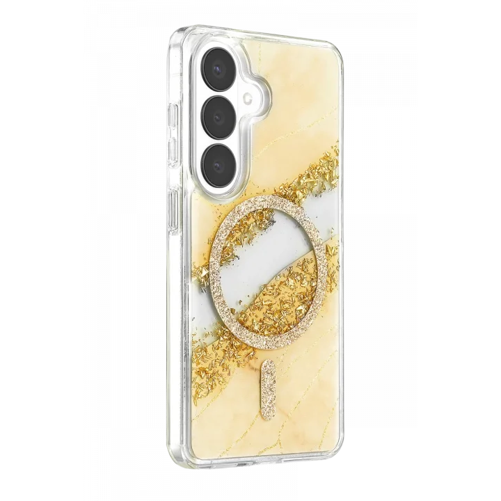 Mey İthalat®  Samsung Galaxy S26 Lotus Simli Magsafe Kapak - Gümüş