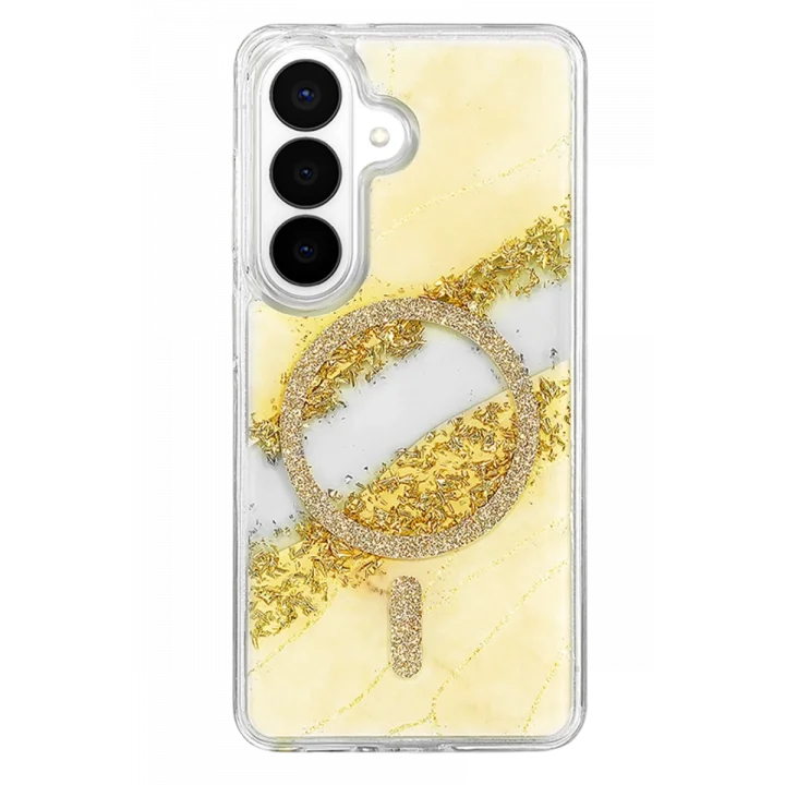 Mey İthalat®  Samsung Galaxy S26 Lotus Simli Magsafe Kapak - Gümüş