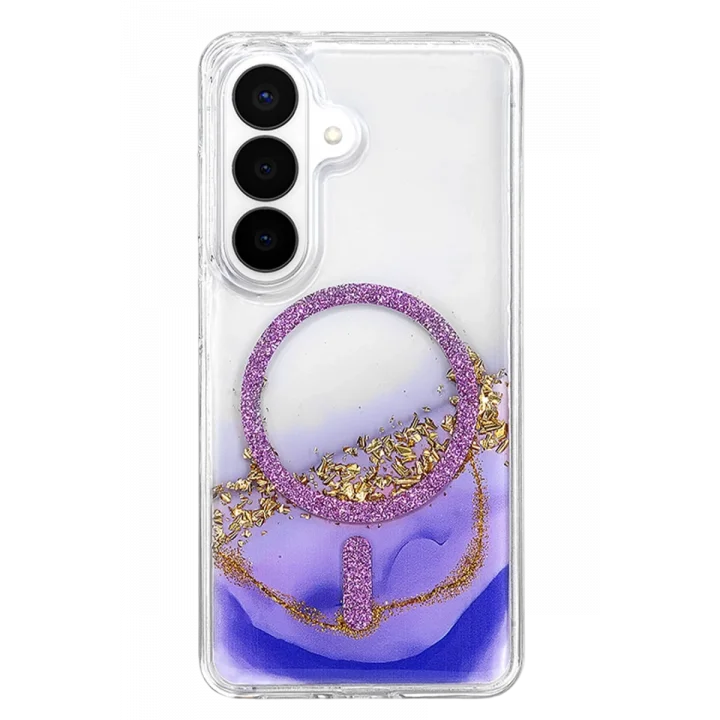 Mey İthalat®  Samsung Galaxy S26 Lotus Simli Magsafe Kapak - Mor