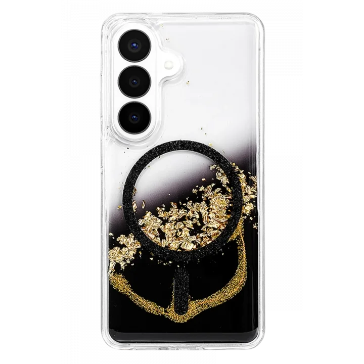 Mey İthalat®  Samsung Galaxy S26 Lotus Simli Magsafe Kapak - Siyah