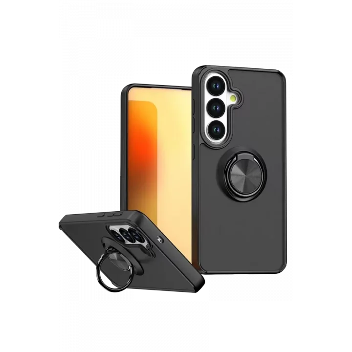 Mey İthalat®  Samsung Galaxy S26 Plus Montreal Yüzüklü Silikon Kapak - Siyah