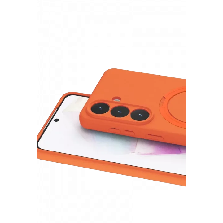 Mey İthalat®  Samsung Galaxy S26 Regal Magsafe Standlı Kapak - Turuncu