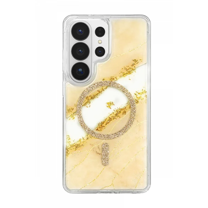 Mey İthalat®  Samsung Galaxy S26 Ultra Lotus Simli Magsafe Kapak - Gümüş