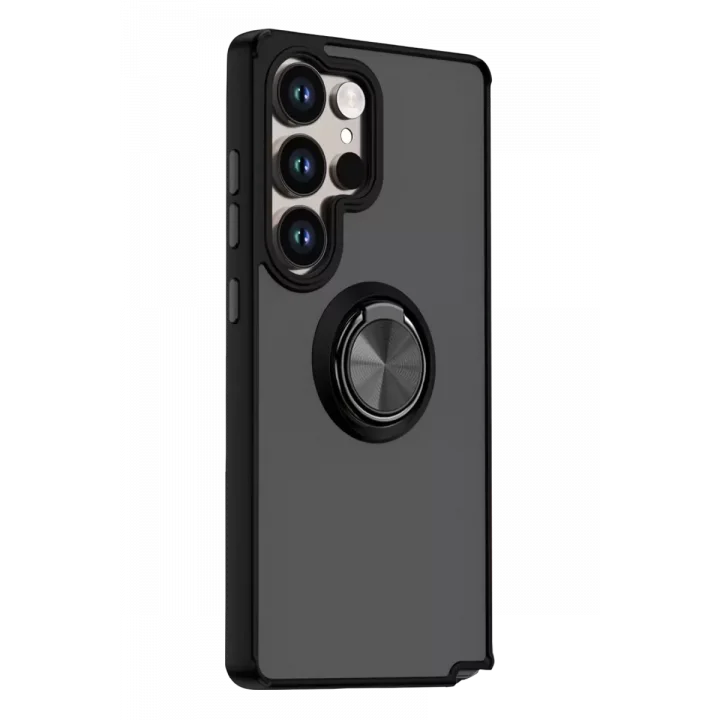 Mey İthalat®  Samsung Galaxy S26 Ultra Montreal Yüzüklü Silikon Kapak - Siyah