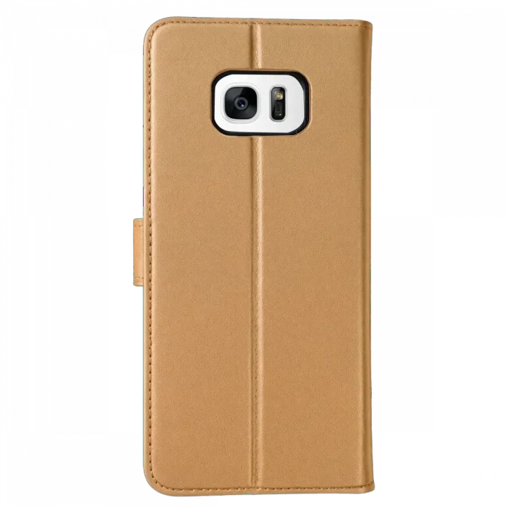 Mey İthalat®  Samsung Galaxy S7 Edge Trend S Plus Kapaklı Kılıf - Gold