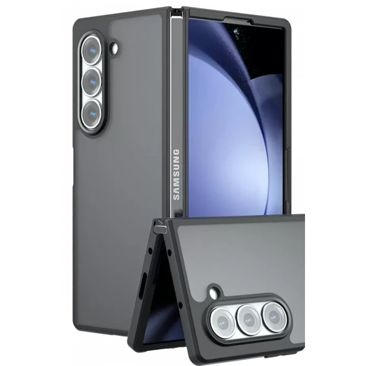 Mey İthalat®  Samsung Galaxy Z Fold 5 Kılıf Blur Fold Kapak - Mat Siyah