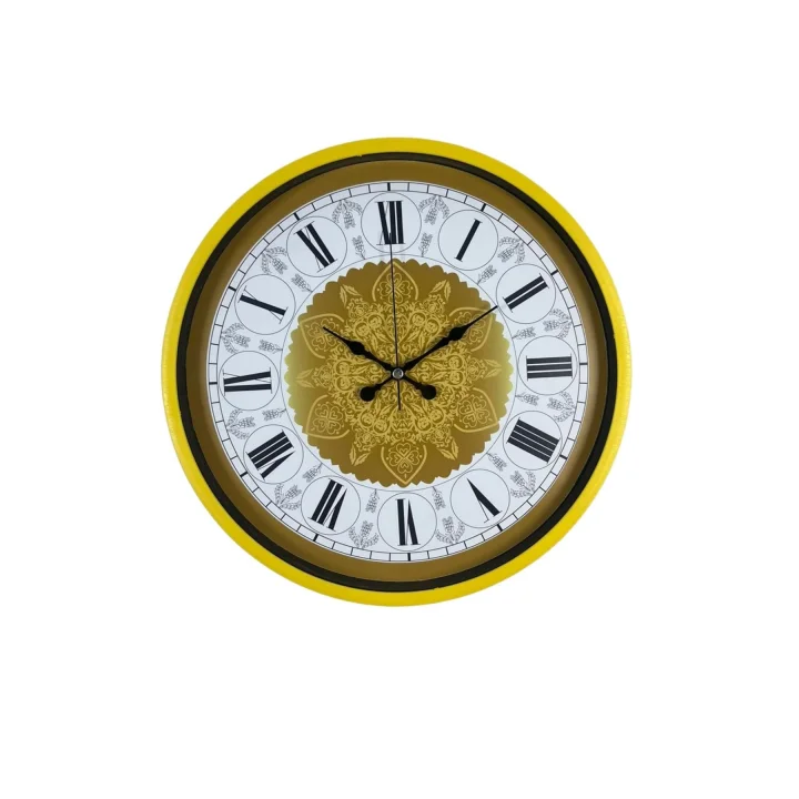 Mey İthalat® Sarı 36 Cm Desenli Dekoratif Duvar Saati