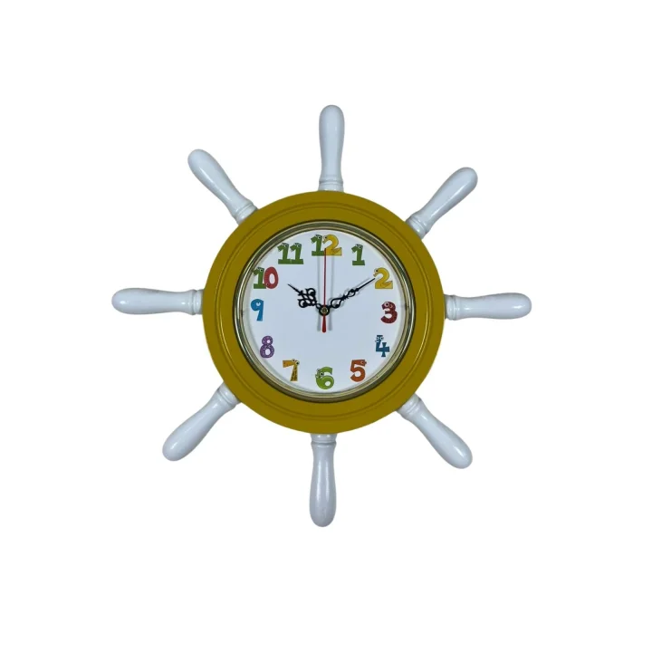 Mey İthalat® Sarı Çocuk Odası Kamelalı Dümen Duvar Saati