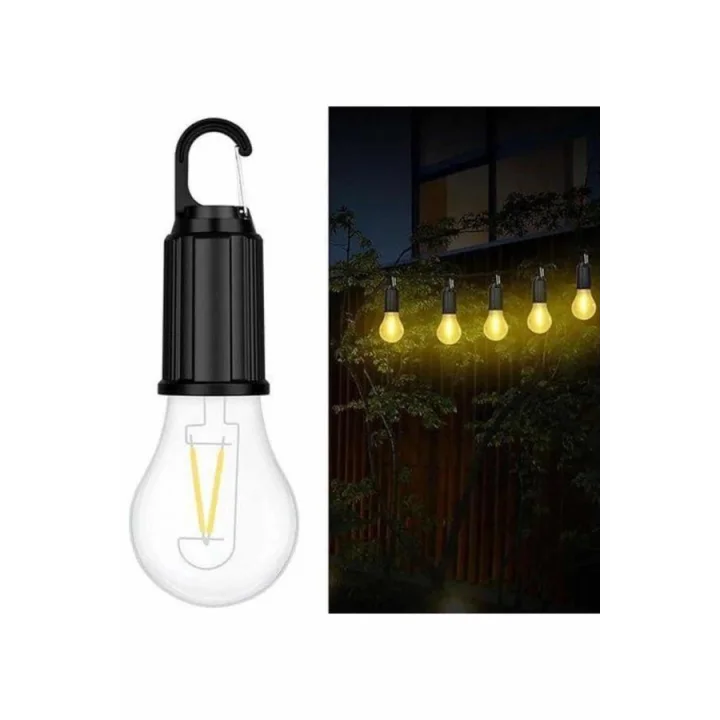 Mey İthalat® Şarjlı Dekoratif Kamp Lambası Askılı Ampul Led Işık Type-C Girişli