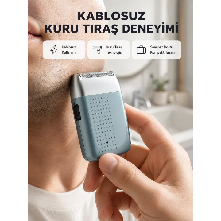 Mey İthalat® Şarjlı Kuru Kullanım Tıraş Makinesi – Kablosuz, Taşınabilir