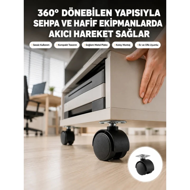 Mey İthalat® Sehpa ve Ekipmanlar İçin 4 cm Kilitsiz Ayak Tekli