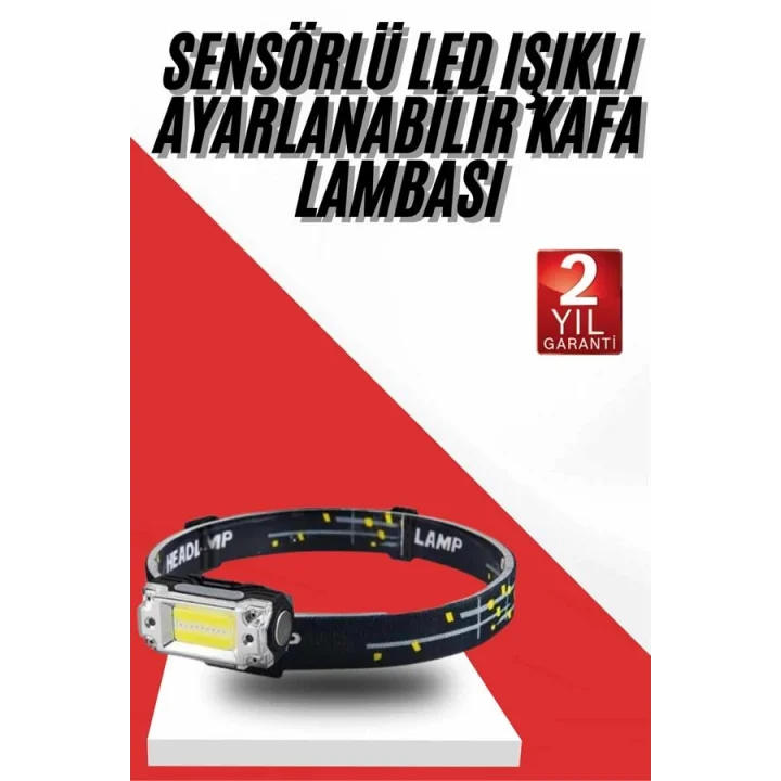 Mey İthalat® Sensörlü Kamp Lambası Ayarlanabilir Kafa Lambası Kafa Bantlı