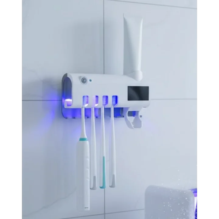 Mey İthalat® Sensörlü UV Sterilize Diş Fırçası Tutucu ve Macun Sıkma Aparatı