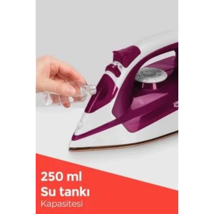Mey İthalat® Seramik Tabanlı Kırmızı 2200 Watt Şok Buharlı Ütü Yeni Nesil