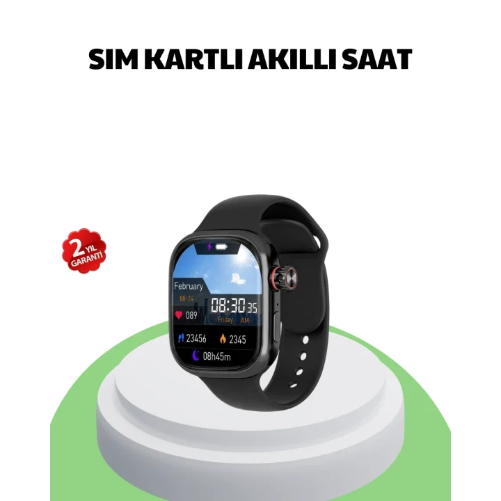 Mey İthalat® Sesli Arama Özellikli SIM Kartlı Siyah Akıllı Saat
