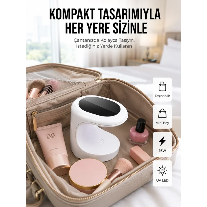 Mey İthalat® Seyehat Tipi Mini Oje Kurutucu Ultraviole Mor Işık Protez Tırnak Kurutucu