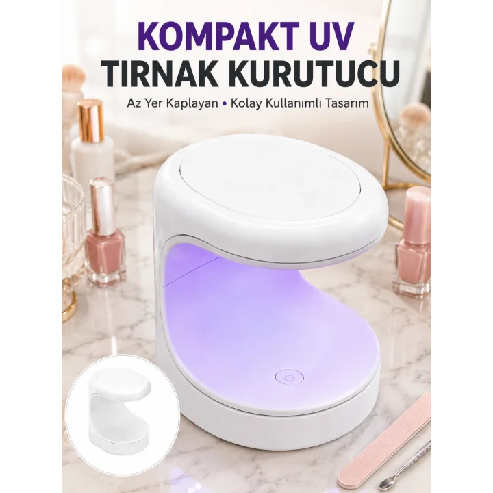 Mey İthalat® Seyehat Tipi Mini Oje Kurutucu Ultraviole Mor Işık Protez Tırnak Kurutucu Yeni Nesil