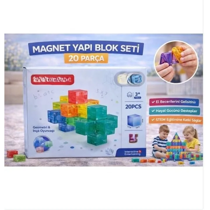 Mey İthalat® SH59837 MAGNET KÜP YAPI BLOK SETİ 20 PARÇA
