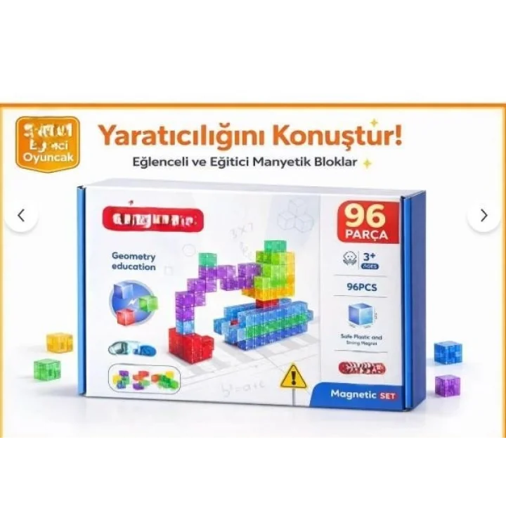 Mey İthalat® SH59839 MAGNET KÜP YAPI BLOK SETİ 96 PARÇA