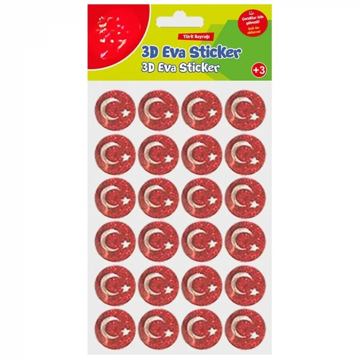 Mey İthalat® Simli Eva Sticker Ay Ve Yıldız 24lü Sticker