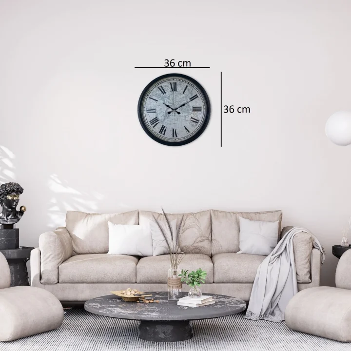 Mey İthalat® Siyah 36 Cm Atlas Tasarım Duvar Saati