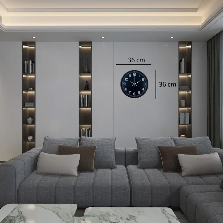 Mey İthalat® Siyah 36 Cm Modern Duvar Saati
