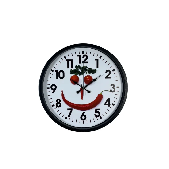 Mey İthalat® Siyah 36 Cm Sebze Figürlü Eğlenceli Mutfak Duvar Saati