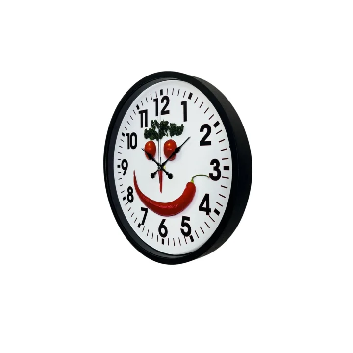 Mey İthalat® Siyah 36 Cm Sebze Figürlü Eğlenceli Mutfak Duvar Saati