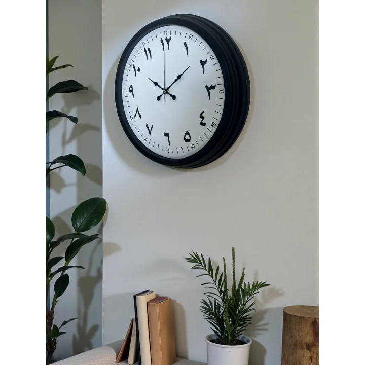 Mey İthalat® Siyah Arapça Rakamlı 40 Cm Metal Duvar Saati