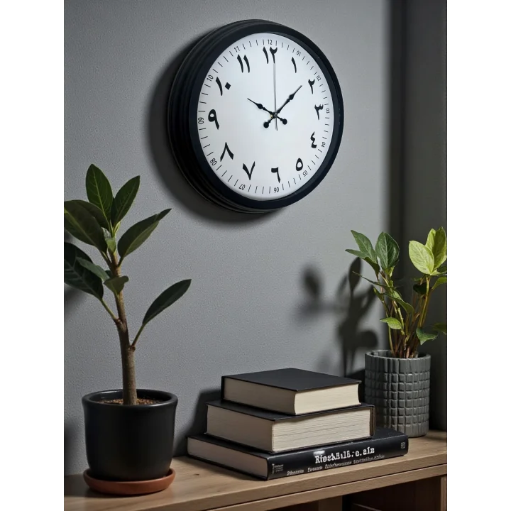 Mey İthalat® Siyah Arapça Rakamlı 40 Cm Metal Duvar Saati