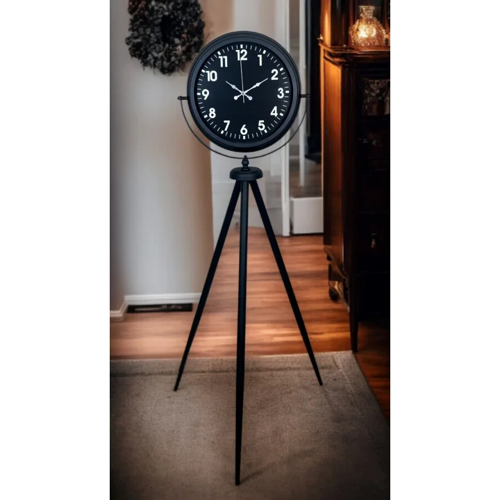 Mey İthalat® Siyah Asil Standart Stil Tripod Ayaklı Saat