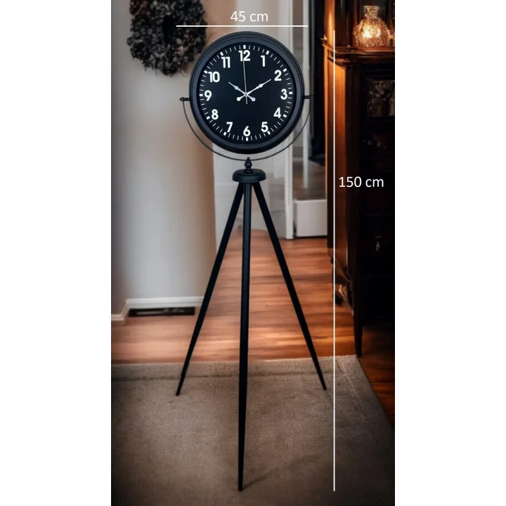 Mey İthalat® Siyah Asil Standart Stil Tripod Ayaklı Saat