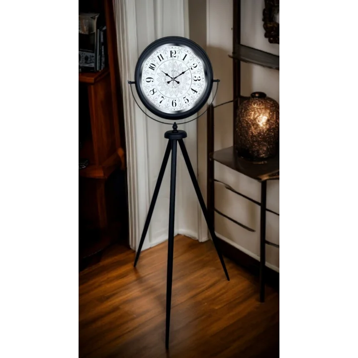 Mey İthalat® Siyah Desenli Şık Tripod Ayaklı Saat